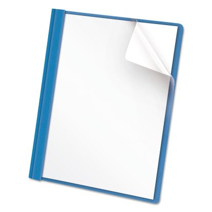 Clear Front Report Cover, Prong Fastener, 0.5" Capacity, 8.5 x 11, Clear/Light Blue, 25/Box1