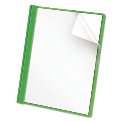 Clear Front Report Cover, Prong Fastener, 0.5" Capacity, 8.5 x 11, Clear/Green, 25/Box1