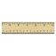 Flat Wood Ruler w/Double Metal Edge, Standard, 12" Long, Clear Lacquer Finish1