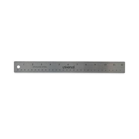 Stainless Steel Ruler with Cork Back and Hanging Hole, Standard/Metric, 12" Long1