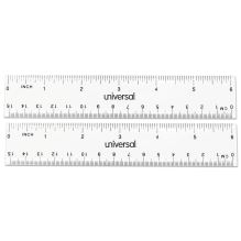 Clear Plastic Ruler, Standard/Metric, 6" Long, Clear, 2/Pack1