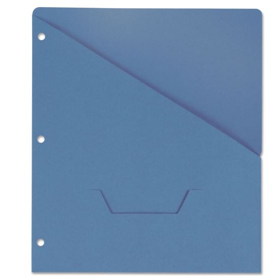 Slash-Cut Pockets for Three-Ring Binders, Jacket, Letter, 11 Pt., Blue, 10/Pack1