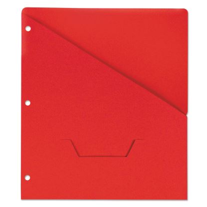 Slash-Cut Pockets for Three-Ring Binders, Jacket, Letter, 11 Pt., Red, 10/Pack1