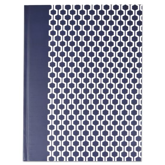 Casebound Hardcover Notebook, 1 Subject, Wide/Legal Rule, Dark Blue/White Cover, 10.25 x 7.63, 150 Sheets1