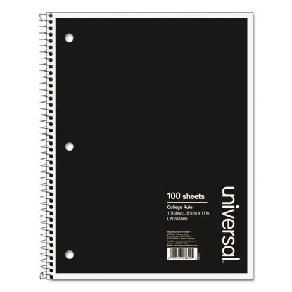 Wirebound Notebook, 1 Subject, Medium/College Rule, Black Cover, 11 x 8.5, 100 Sheets1