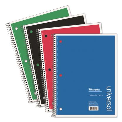Wirebound Notebook, 1 Subject, Medium/College Rule, Assorted Covers, 10.5 x 8, 70 Sheets, 4/Pack1