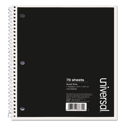 Wirebound Notebook, 1 Subject, Quadrille Rule, Black Cover, 10.5 x 8, 70 Sheets1