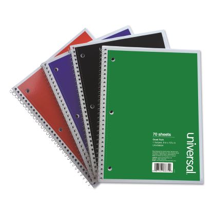 Wirebound Notebook, 1 Subject, Quadrille Rule, Assorted Covers, 10.5 x 8, 70 Sheets, 4/Pack1