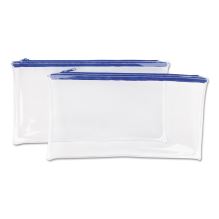 Zippered Wallets/Cases, Transparent Plastic, 11 x 6, Clear/Blue, 2/Pack1