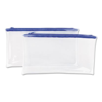 Zippered Wallets/Cases, Transparent Plastic, 11 x 6, Clear/Blue, 2/Pack1