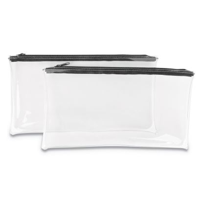 Zippered Wallets/Cases, Leatherette PU, 11 x 6, Clear/Black, 2/Pack1