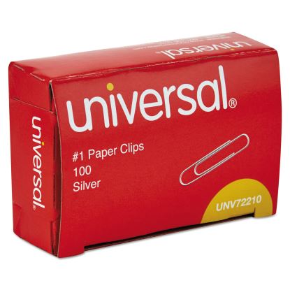 Paper Clips, #1, Smooth, Silver, 100 Clips/Box, 10 Boxes/Pack1