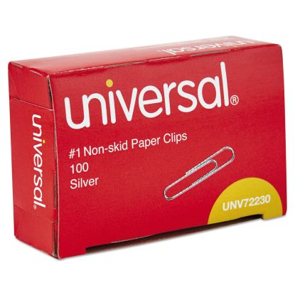 Paper Clips, #1, Nonskid, Silver, 100 Clips/Box, 10 Boxes/Pack1