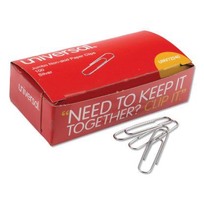 Paper Clips, Jumbo, Nonskid, Silver, 100 Clips/Box, 10 Boxes/Pack1