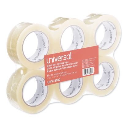 Quiet Tape Box Sealing Tape, 3" Core, 1.88" x 110 yds, Clear, 6/Pack1