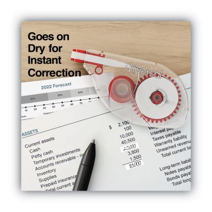 Side-Application Correction Tape, Transparent Red Applicator, 0.2" x 393", 6/Pack1