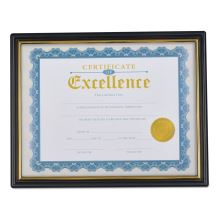 Document Frames, Plastic, 8.5 x 10 Insert, Black/Gold, 3/Pack1