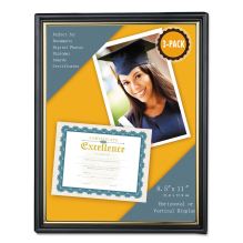 All Purpose Document Frame, 8.5 x 11 Insert, Black/Gold, 3/Pack1