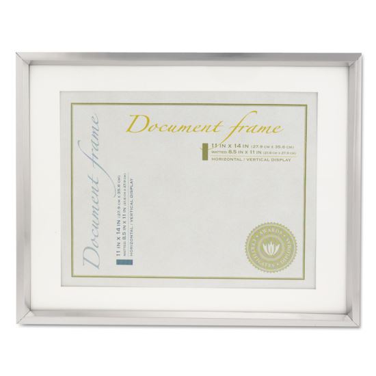 Plastic Document Frame with Mat, 11 x 14 and 8.5 x 11 Inserts, Metallic Silver1