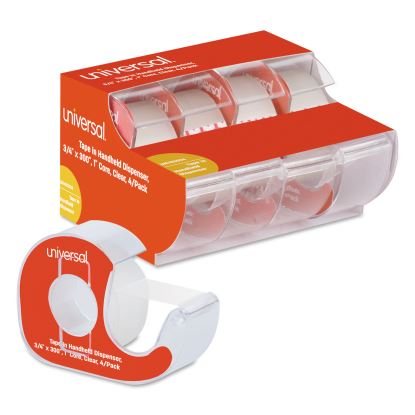 Invisible Tape with Handheld Dispenser, 1" Core, 0.75" x 25 ft, Clear, 4/Pack1