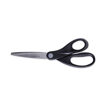 Stainless Steel Office Scissors, 8" Long, 3.75" Cut Length, Black Straight Handle1