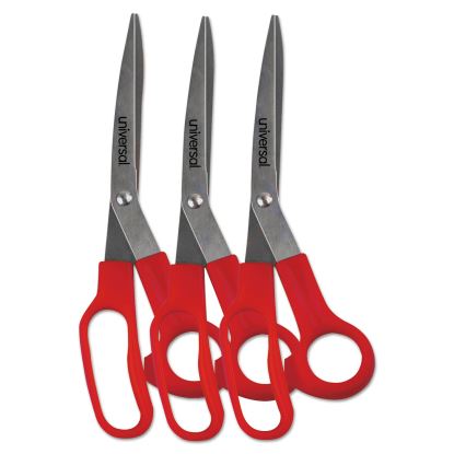 General Purpose Stainless Steel Scissors, 7.75" Long, 3" Cut Length, Red Offset Handles, 3/Pack1