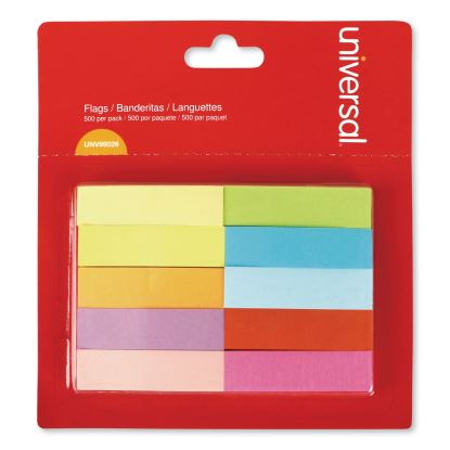 Self-Stick Page Tabs, 1/2" x 2", Assorted Colors, 500/Pack1
