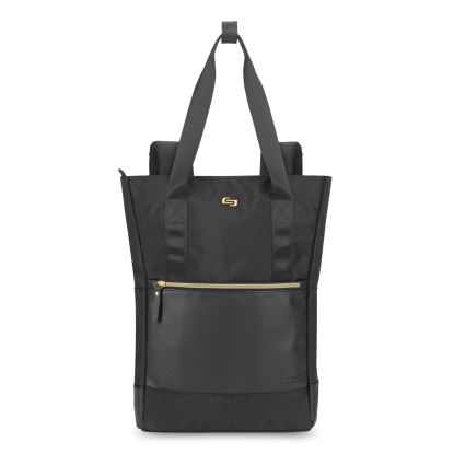 Parker Hybrid Tote/Backpack, Fits Devices Up to 15.6", Polyester, 3.75 x 16.5 x 16.5, Black/Gold1