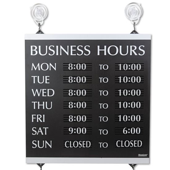 Century Series Business Hours Sign, Heavy-Duty Plastic, 13 x 14, Black1