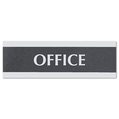 Century Series Office Sign, OFFICE, 9 x 3, Black/Silver1