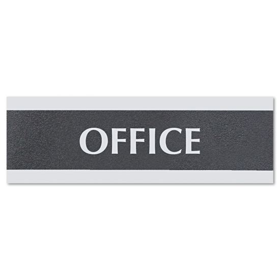 Century Series Office Sign, OFFICE, 9 x 3, Black/Silver1