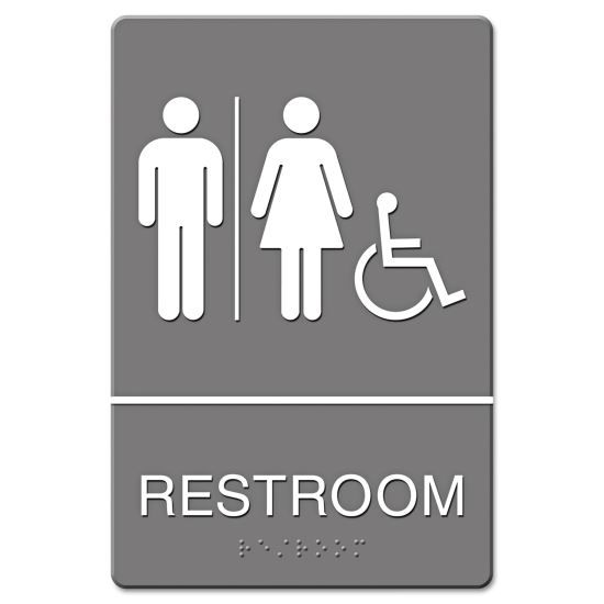 ADA Sign, Restroom/Wheelchair Accessible Tactile Symbol, Molded Plastic, 6 x 91