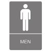 ADA Sign, Men Restroom Symbol w/Tactile Graphic, Molded Plastic, 6 x 9, Gray1
