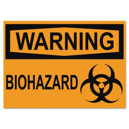 OSHA Safety Signs, WARNING BIOHAZARD, Orange/Black, 10 x 141