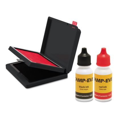 Two-Color Stamp Pad with Ink Refill, 4" x 2.38", Red/Black1