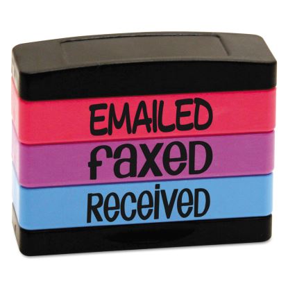 Interlocking Stack Stamp, EMAILED, FAXED, RECEIVED, 1.81" x 0.63", Assorted Fluorescent Ink1