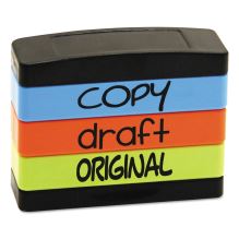 Interlocking Stack Stamp, COPY, DRAFT, ORIGINAL, 1.81" x 0.63", Assorted Fluorescent Ink1