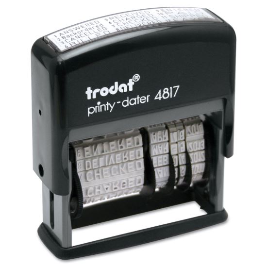 Printy Economy 12-Message Date Stamp, Self-Inking, 2" x 0.38", Black1