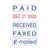 Printy Economy Micro 5-in-1 Date Stamp with Text Plates, Self-Inking, 1" x 0.75", Blue/Red2