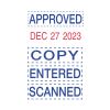 Printy Economy Micro 5-in-1 Date Stamp, Self-Inking, 0.75" x 1", Blue/Red2