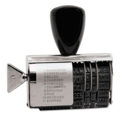 Rubber 11-Message Dial-A-Phrase Date Stamp, Conventional, 2" x 0.38"1
