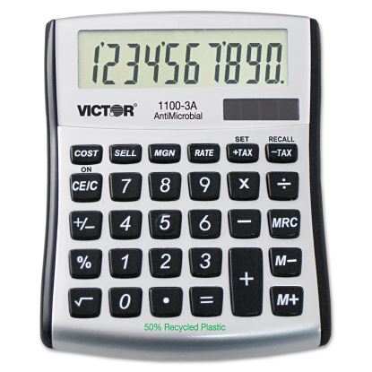 1100-3A Antimicrobial Compact Desktop Calculator, 10-Digit LCD1
