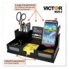Midnight Black Desk Organizer with Smartphone Holder, 6 Compartments, Wood, 10.5 x 5.5 x 42