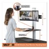 High Rise Electric Dual Monitor Standing Desk Workstation, 28" x 23" x 20.25", Black/Aluminum2