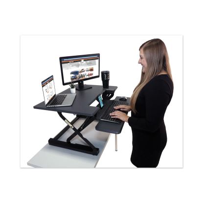 High Rise Height Adjustable Standing Desk with Keyboard Tray, 31" x 31.25" x 5.25" to 20", Gray/Black1
