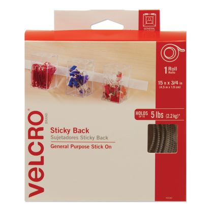 Sticky-Back Fasteners with Dispenser, Removable Adhesive, 0.75" x 15 ft, White1