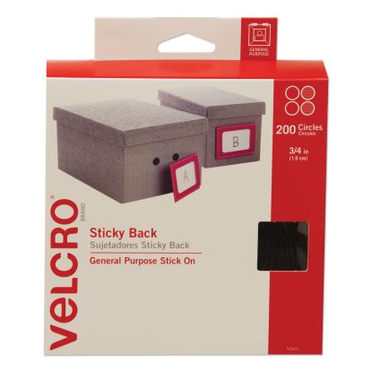 Sticky-Back Fasteners, Removable Adhesive, 0.75" dia, Black, 200/Box1