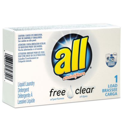 Free Clear HE Liquid Laundry Detergent, Unscented, 1.6 oz Vend-Box, 100/Carton1