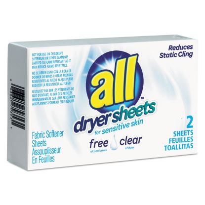 Free Clear Vend Pack Dryer Sheets, Fragrance Free, 2 Sheets/Box, 100 Box/Carton1