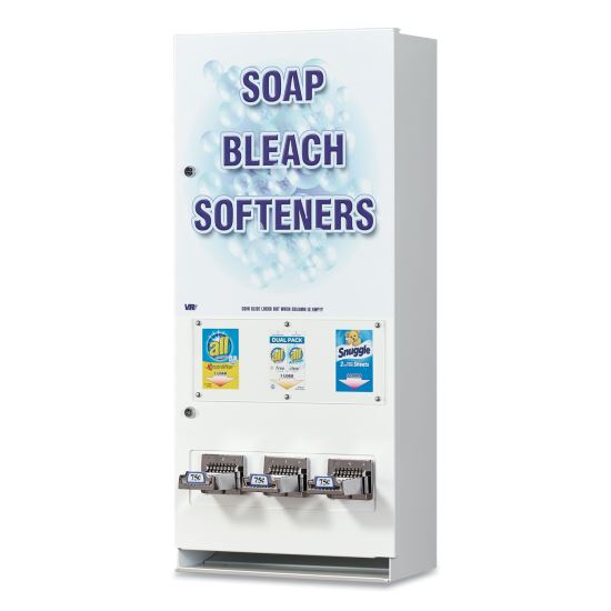 Coin-Operated Soap Vender, 3-Column, 16.25 x 9.5 x 37.75, White/Blue1